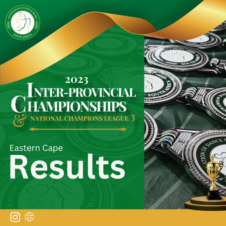 Results for the Federation of Dance Sport South Africa Inter-Provincial Championships & National Champions League 3 in Eastern Cape
