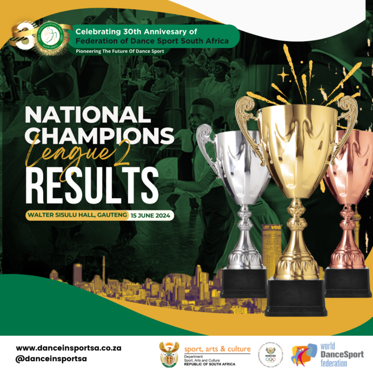 Results for the Federation of Dance Sport South Africa National Champions League 2 in Gauteng