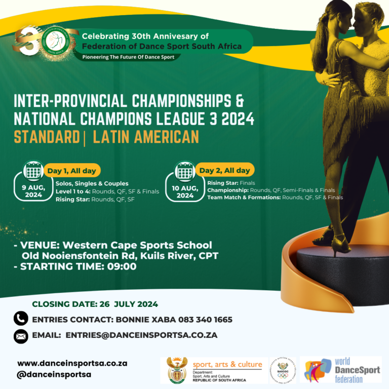 9 -10 AUG: Entry Form for the Inter-Provincial Championships & National Champions League 3 at the  Western Cape Sports School